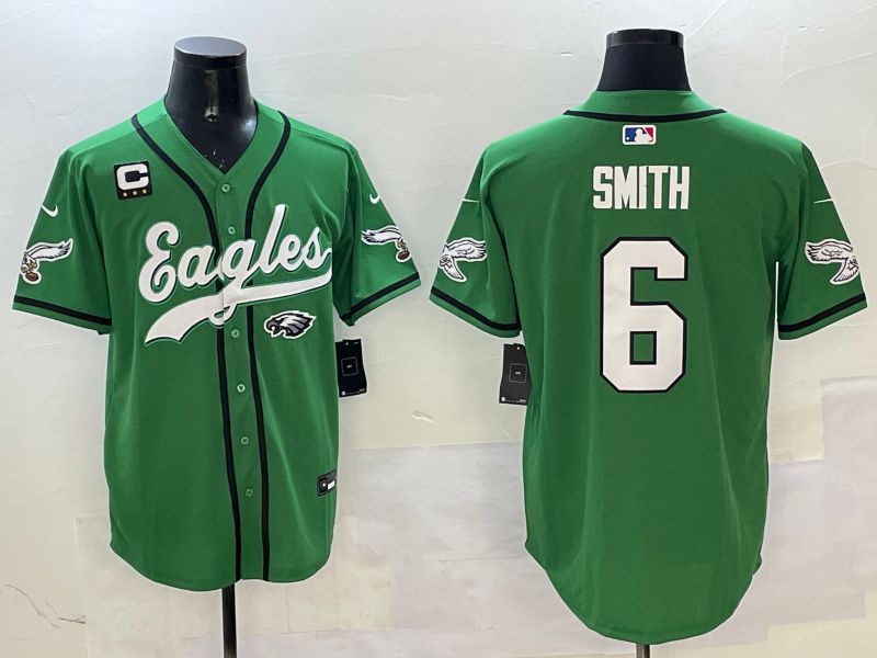 Men Philadelphia Eagles 6 Smith Green three generations Jointly Name 2025 Nike Limited NFL Jersey style 22